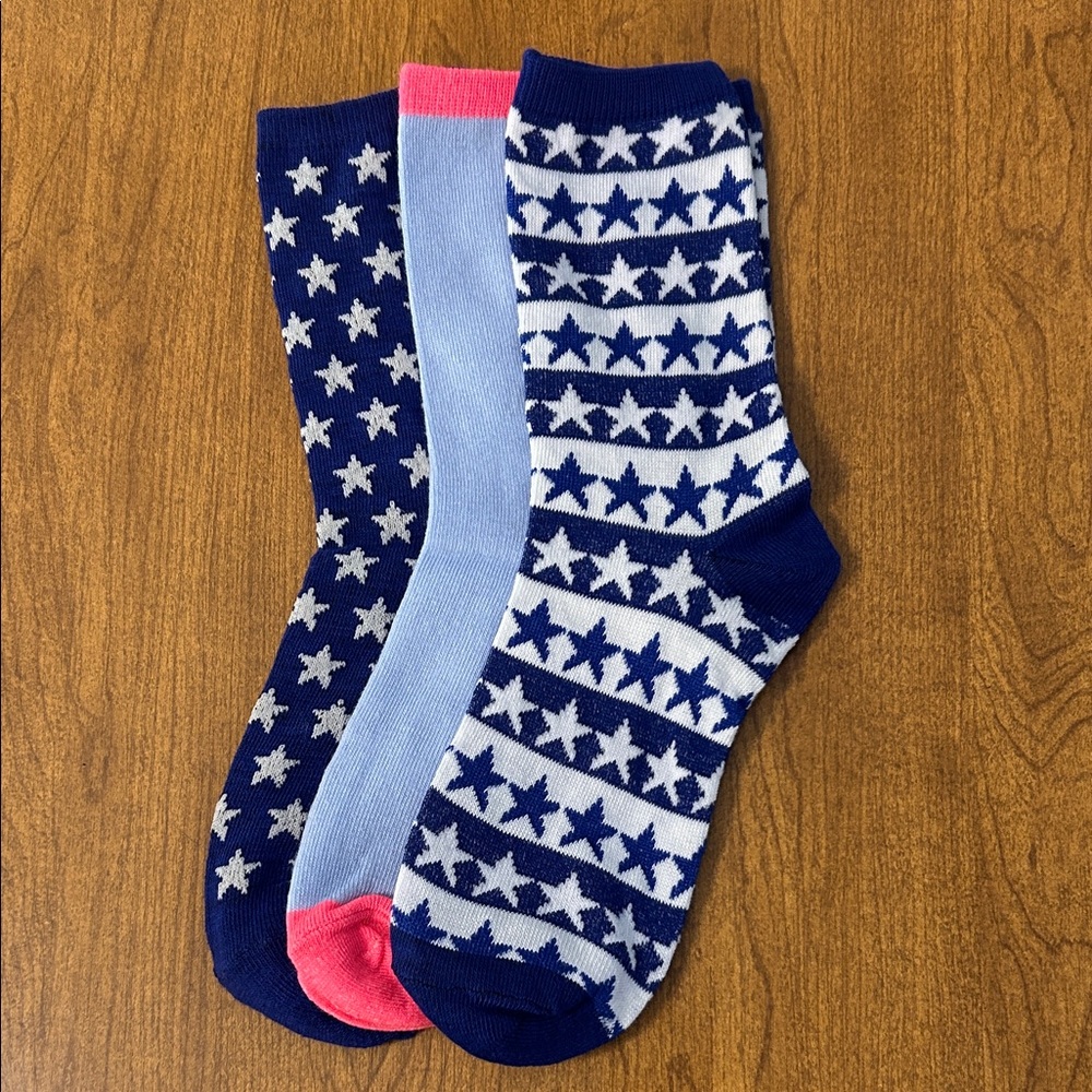 Star Patterned Blue and Pink Socks (New)